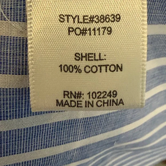 Skies are Blue Striped Blue Floral Embroidered V-Neck Peasant Blouse- Small - Picture 6 of 6